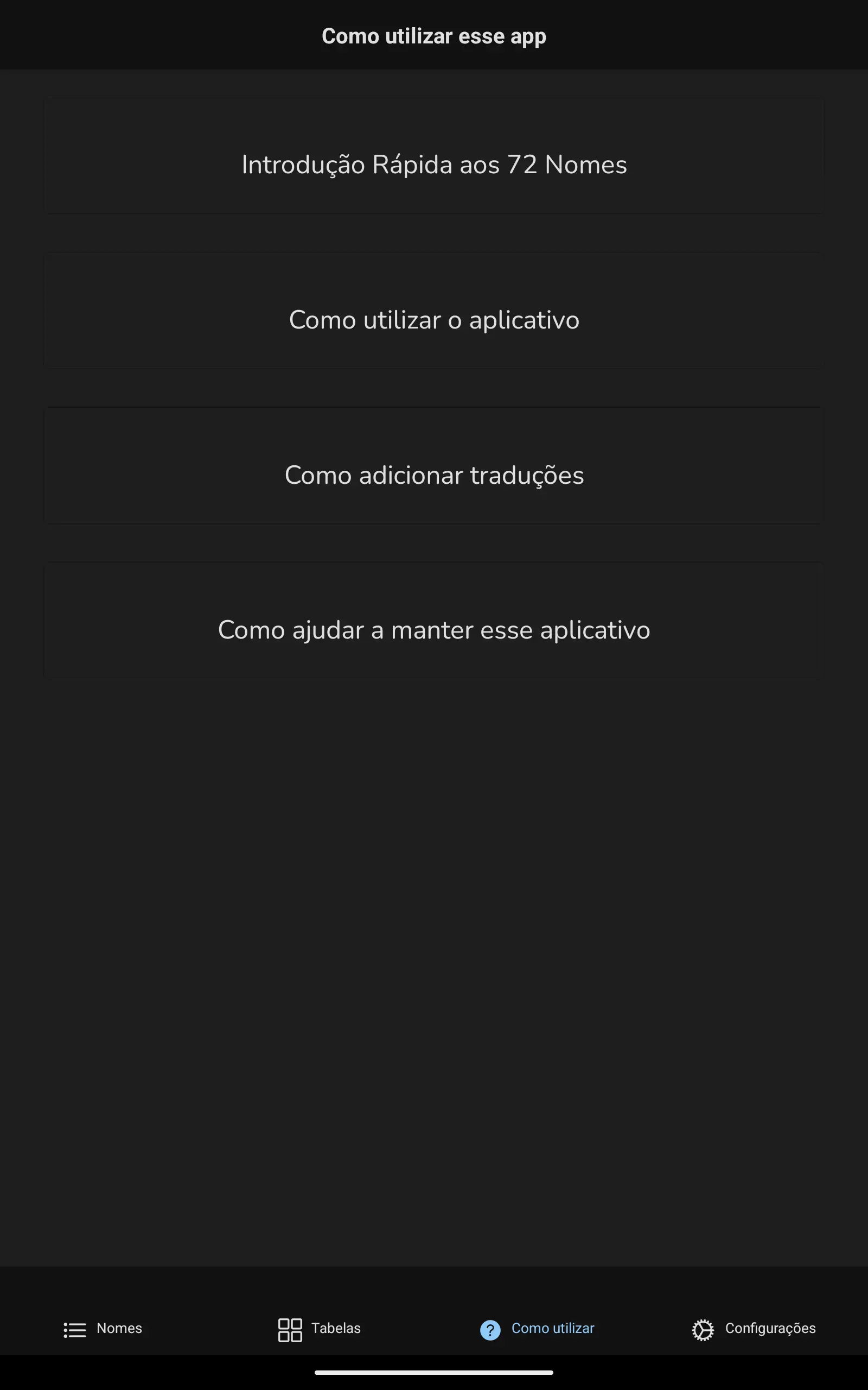 Instruções de uso do App